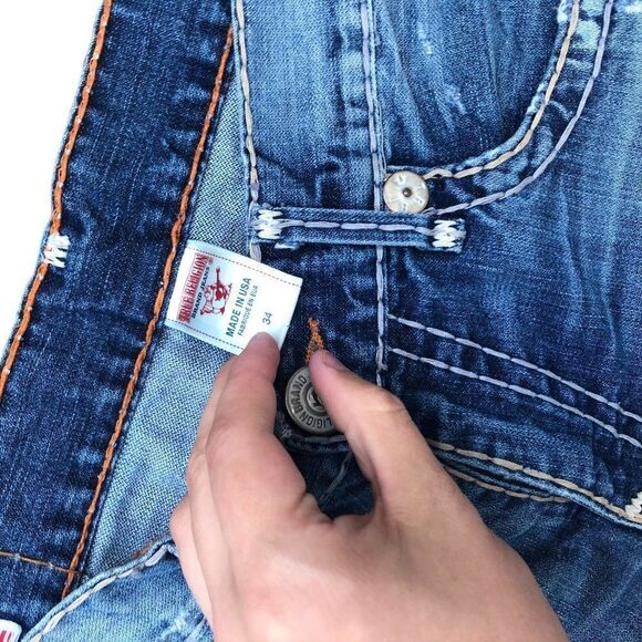TRUE Religion Jean Shorts Size 34 RICKY SUPER T Blue - Picture 4 of 5